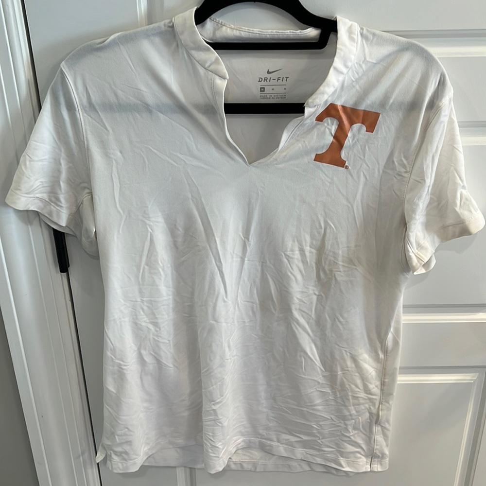 White Nike golf shirt with Tennessee and SEC logo